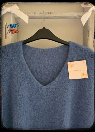 Pull poncho ou oversize Bleu Jean, Taille unique 36/42, marca: boutique italienne, estado: Nuevo con etiquetas, tamaño: Talla única, 33,00 €, 35,35 € Protección al comprador Pro incluida