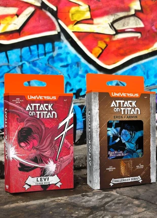Universus Attack on Titan Set: Battle for Humanity Clash Deck Levi e Challenger Series Eren + Armin, merk: Attack On Titan, staat: Nieuw met prijskaartje, € 52,00, € 55,30 inclusief Kopersbescherming