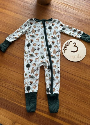 Pyjama - motif forêt - une pièce - blanc et vert -, état: Très bon état, taille: 3-6 mois / 62 cm, 10,00 €, 11,20 € Protection acheteurs (Pro) incluse