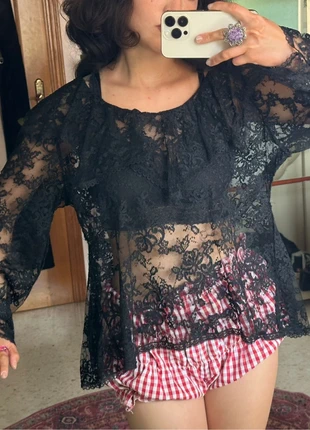 Black lace blouse, marca: Vintage Dressing, estado: Muy bueno, tamaño: M / 38 / 10, 14,00 €, 15,40 € Protección al comprador incluida