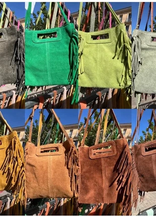 Sac à main en daim à  frange neuf, marque: Boutique Italiana, état: Neuf avec étiquette, 46,00 €, 49,00 € Protection acheteurs incluse