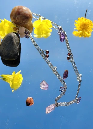 collana con ciondolo pietra vera naturale (ametista) e acciaio inossidabile, marca: Mano, estado: Nuevo sin etiquetas, 10,00 €, 11,20 € Protección al comprador incluida