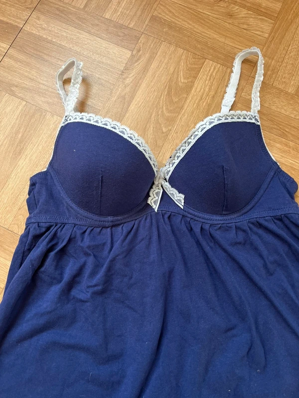 Robe nuisette en dentelle bleu et blanc Jennyfer - photo numéro 2