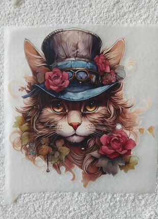 Autocollant transfert à chaud modèle chat avec chapeau, merk: sansnom., staat: Nieuw zonder prijskaartje, € 2,50, € 3,33 inclusief Kopersbescherming