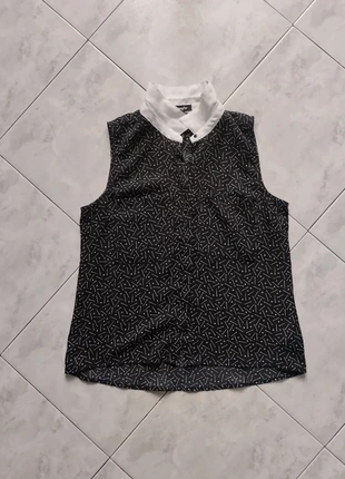 Camicetta nera smanicata con stampe bianche, marke: Jennyfer, zustand: Sehr gut, größe: M / 38 / 10, 5,00 €, 5,95 € inklusive Vinted-Käuferschutz