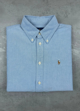 Chemise unie manches longues Ralph Lauren homme coton oxford | bleu clair logo marron | Taille S, marca: Ralph Lauren, estado: Muito bom, tamanho: S, €40.00, €42.70 inclui Proteção do Comprador