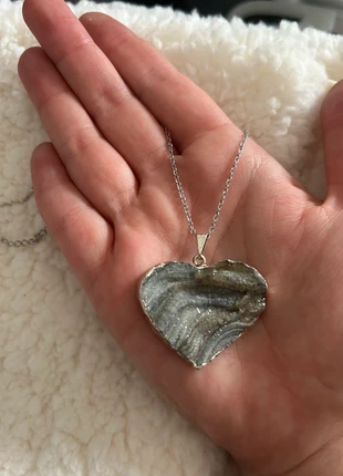 chalcedoon hart ketting met druzy🩷🌸 roest vrij staal, marca: Jewerly, estado: Muito bom, €12.50, €13.83 inclui Proteção do Comprador