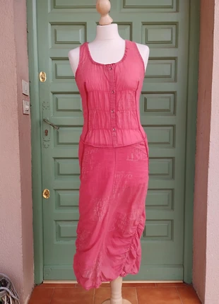 Robe longue Cop Copine Vintage avec Bas ballon, Fronces et Inscriptions typiques des Années 2000, brand: Cop Copine, condition: Very good, size: M / 38 / 10, €22.00, €23.80 includes Buyer Protection