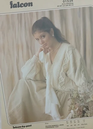 Vintage Falcon 01534 Knitting Pattern~Lady's Aran Jumper~Aran Wool Yarn~, brand: 32/38"~Aran V Neck Jumper~Falcon 01534~, condition: Good, £1.00, £1.75 includes Buyer Protection