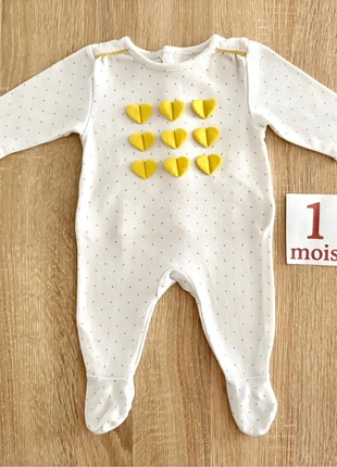 1 mois : pyjama en coton blanc et cœur jaune., marke: Obaïbi, zustand: Sehr gut, größe: 1-3 Monate / 56, 2,99 €, 3,84 € inklusive Vinted-Käuferschutz