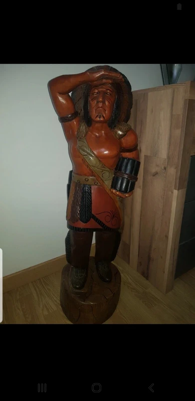 Statuette Indien en bois sculpté 96 cm - photo numéro 5