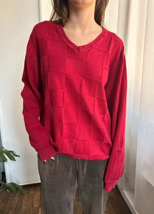 Red Oversized Check Knit Sweater, brand: Kappahl, condizioni: Ottime, taglia: XL / IT 46 / EU 42, €20.00, €21.70 include la Protezione acquisti