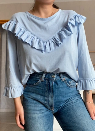 Blouse à volants bleu Pimkie, marca: Pimkie, estado: Novo sem etiquetas, tamanho: S / 36 / 8, €5.00, €5.95 inclui Proteção do Comprador