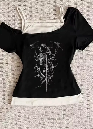 Top gothique vintage noir imprimé, marca: Vintage Dressing, estado: Nuevo sin etiquetas, tamaño: S / 36 / 8, 30,00 €, 32,20 € Protección al comprador incluida