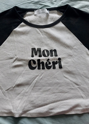 Crop top noir et blanc "mon chéri", marke: Primark, zustand: Sehr gut, größe: L / 40 / 12, 2,00 €, 2,80 € inklusive Vinted-Käuferschutz