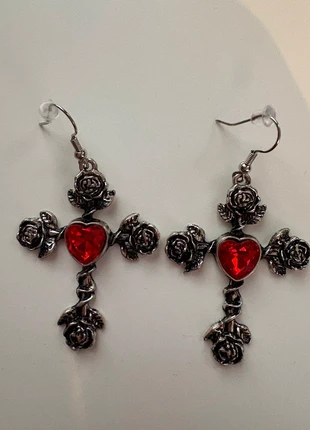 Boucles d’oreilles en forme de croix cœur et rose punk gothique y2k rock, marque: Punk, état: Très bon état, 10,00 €, 11,20 € Protection acheteurs incluse