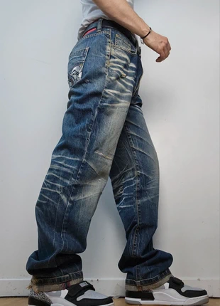 Jean Big Train Osaka Japan denim style Y2k JNCO brodé coupe large taille L, brand: Vintage Dressing, condition: Very good, size: L, €34.00, €36.40 includes Buyer Protection