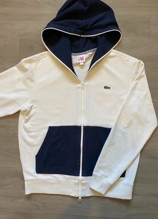 Pull full zip en coton Lacoste blanc et bleu L homme 🐊, brand: Lacoste, condizioni: Ottime, taglia: L, €40.00, €42.70 include la Protezione acquisti