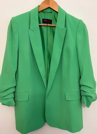 M&S Collection Acid Green Blazer with Ruched Sleeves (UK 10), brand: Marks & Spencer, condition: Very good, size: M / 10, £28.00, £30.10 includes Buyer Protection Pro