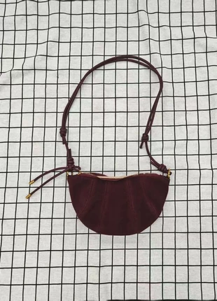Burgundy Suede Half-Moon Crossbody Bag, condition: New without tags, £17.00, £18.55 includes Buyer Protection