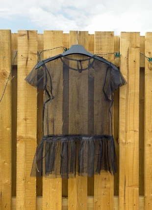 Black mesh shortsleeved buttoned neck top, brand: mesh, condition: New without tags, size: XS / 6, £7.26, £8.32 includes Buyer Protection