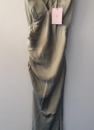 Hello Molly Sage Satin V Neck Tie Back Long Dress Size S AU 8, brand: Hello Molly, condition: New with tags, size: S / UK 8-10, £10.00, £11.20 includes Buyer Protection Pro