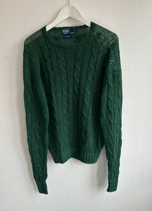 Pull Torsadé Ralph Lauren en Lin Vert Foncé 📏 M, merk: Ralph Lauren, staat: Heel goed, maat: M, € 39,00, € 41,65 inclusief Kopersbescherming Pro