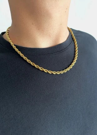 Chaine maille corde dorée acier inoxydable, Collier homme torsadé dorée homme, marque: sans marque, état: Très bon état, 14,00 €, 15,40 € Protection acheteurs (Pro) incluse