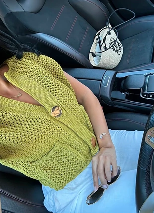 Chaleco verde de punto – textura marcada y botones XL, marque: Local, état: Très bon état, taille: S / 36 / 8, 45,00 €, 47,95 € Protection acheteurs incluse