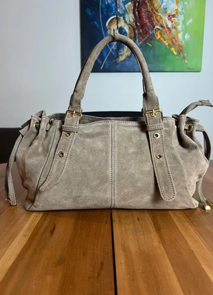 Sac à main cabas beige taupe en daim cuir Suède Made in italy genuine leather, brand: Boutique Italiana, condition: Very good, €75.00, €79.45 includes Buyer Protection