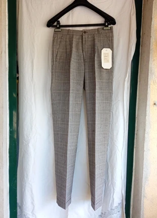 Calças Castanho/ Cinza Xadrez | Alfaiataria Clássica | Novas com Etiqueta, marque: Vintage Dressing, état: Neuf avec étiquette, taille: W26 | FR 36, 29,00 €, 31,15 € Protection acheteurs incluse