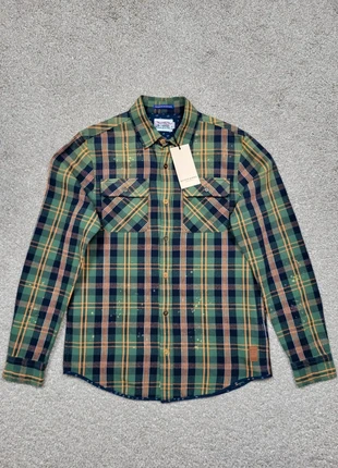Chemise à carreaux Scotch & Soda effet usé | Vert et orange | Taille S, brand: Scotch & Soda, condizioni: Nuovo con cartellino, taglia: S, €75.00, €79.45 include la Protezione acquisti