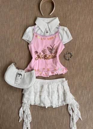 Top coquette & romantique - Vintage Y2K collection, merk: COQUETTE, staat: Heel goed, maat: S / 36 / 8, € 17,00, € 18,55 inclusief Kopersbescherming Pro