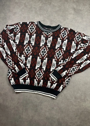Pull ethnic papy vintage oversize 90s y2k Coogi style | Taille L | Bordeaux & blanc 84, merk: Vintage Dressing, staat: Heel goed, maat: L, € 24,90, € 26,85 inclusief Kopersbescherming