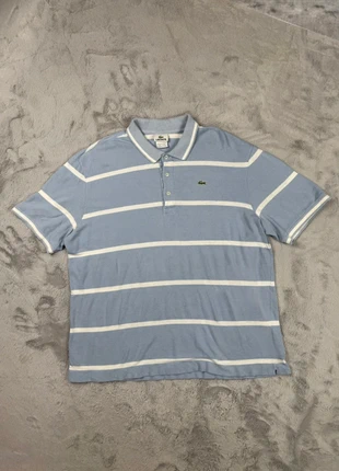 Polo Lacoste Bleu Ciel à Rayures Blanches – Taille 7 (XXL) | Made in Peru, Logo Brodé, Coton Piqué, brand: Lacoste, condizioni: Buone, taglia: XXL, €18.00, €19.60 include la Protezione acquisti