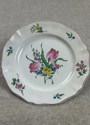 Assiette festonnée émaillée - Floral - K&G Keller & Guérin - Faïencerie de Lunéville, marque: Luneville, état: Très bon état, 20,00 €, 21,70 € Protection acheteurs incluse