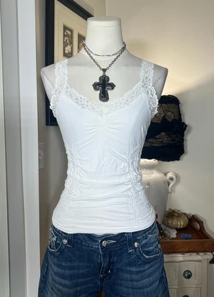 Y2k Ruche Tank Top, brand: m rena, condition: Very good, size: 8 / M, $22.00, $23.80 includes Buyer Protection