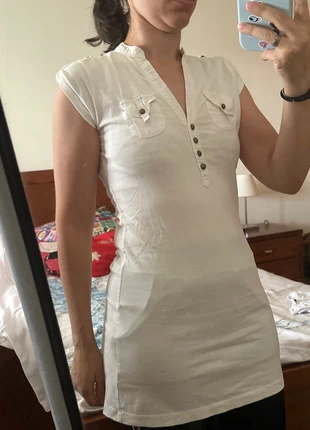 Túnica Branca Quebra Mar | Feminina | Detalhes Dourados, marca: Quebramar, estado: Muy bueno, tamaño: M / 38 / 10, 5,90 €, 6,90 € Protección al comprador incluida