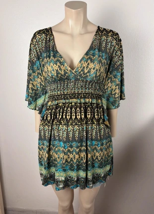 Vintage Boho Mini Dress M | Y2K Kaftan Style Tunic | Open Back Ethnic Print Dress, marque: Vintage Dressing, état: Très bon état, taille: M / 38 / 10, 12,90 €, 14,25 € Protection acheteurs incluse