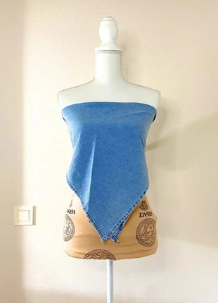 Black Fashion - Haut Épaules Dénudés En Jean, À Nouer - Bleu - Taille M, marque: Black Fashion, état: Neuf avec étiquette, taille: M / 38 / 10, 11,00 €, 12,25 € Protection acheteurs (Pro) incluse