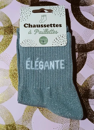 Chaussettes paillettes message "Élégante ', marca: STC, estado: Nuevo con etiquetas, tamaño: Talla única, 4,90 €, 5,85 € Protección al comprador Pro incluida