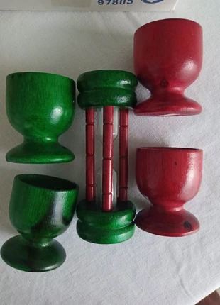 Lot de coquetiers en bois + sablier assorti, brand: DPR, condizioni: Nuovo con cartellino, €11.00, €12.25 include la Protezione acquisti
