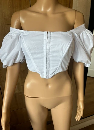 White Puff Sleeve Corset Top – Size 10 (River Island), brand: River Island, condition: Very good, size: M / 38 / 10, €10.00, €11.20 includes Buyer Protection