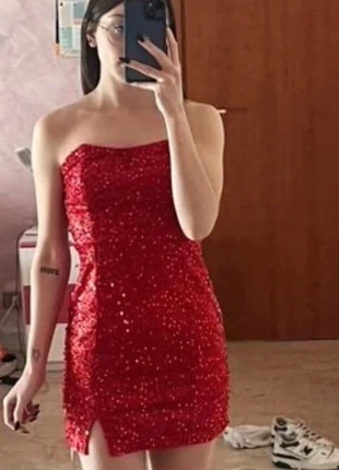 Robe rouge pailletée NEUVE M sans bretelles courte soirée sequins, marque: marque indépendante, état: Neuf avec étiquette, taille: M / 38 / 10, 35,00 €, 37,45 € Protection acheteurs incluse