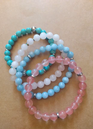 Ensemble de 4 bracelets en pierre naturelle., marca: Fait Main, estado: Muito bom, €16.00, €17.50 inclui Proteção do Comprador