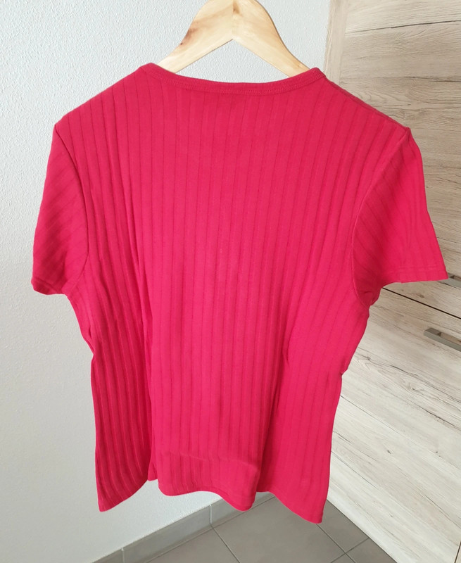 T shirt côtelé rouge - photo numéro 2