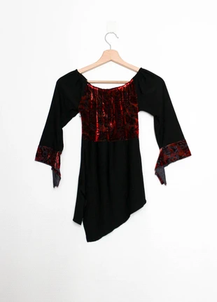 Witchy top | Haut extensible avec tissu en velours manches évasées, marque: Vintage, état: Très bon état, taille: XS / 34 / 6, 14,00 €, 15,40 € Protection acheteurs (Pro) incluse