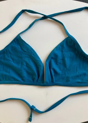 haut de maillot de bain triangle - bleu canard avec lien à nouer croisé - simple et élégant - taille, condition: Very good, size: S / 36 / 8, €3.00, €3.85 includes Buyer Protection