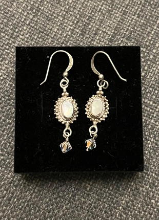Hallmarked Silver Earrings with white stone and detailing, brand: Silver, condition: Very good, £7.00, £8.05 includes Buyer Protection