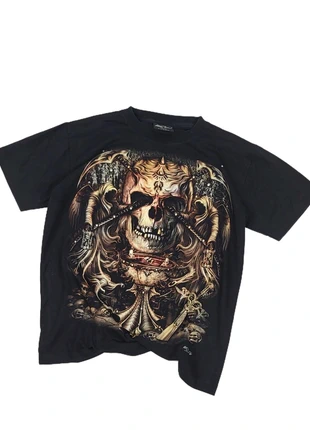 T-shirt Rock Chang noir vintage skull gothique imprimé intégral 100% coton taille M, marke: Vintage Dressing, zustand: Sehr gut, größe: M, 25,00 €, 26,95 € inklusive Vinted-Käuferschutz